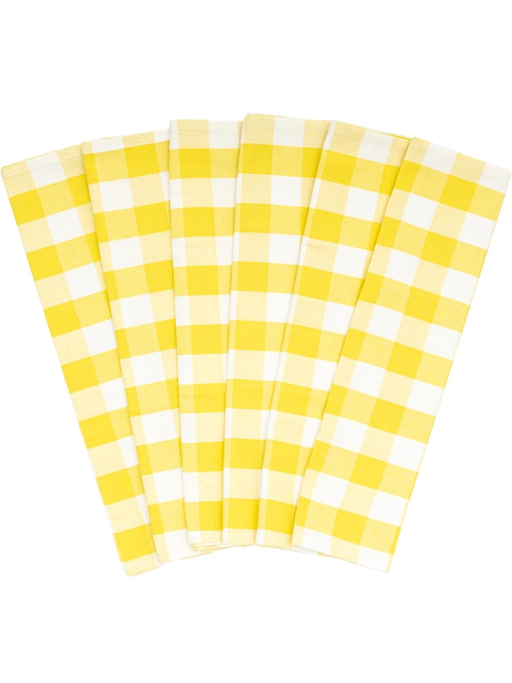 Yellow Gingham Cotton Kitchen Towels